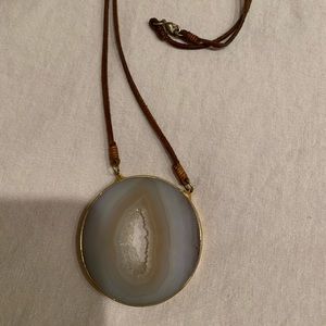 Druzy statement necklace on leather